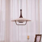 Traditional Japanese Cone Iron Solid Wood Glass 1-Light Pendant Light For Living Room
