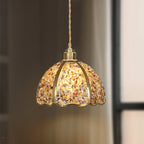 Contemporary Luxury Dome Crystal Copper 1-Light Pendant Light For Living Room