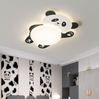 Modern Eclectic Kids Panda Iron Pvc LED Flush Mount Ceiling Light for Bedroom