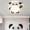 Modern Eclectic Kids Panda Iron Pvc LED Flush Mount Ceiling Light for Bedroom
