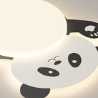 Modern Eclectic Kids Panda Iron Pvc LED Flush Mount Ceiling Light for Bedroom