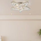 Modern Luxury Flower Iron Crystal Acrylic LED Semi-Flush Mount Ceiling Light For Bedroom