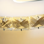 Modern Luxury Flower Iron Crystal Acrylic LED Semi-Flush Mount Ceiling Light For Bedroom