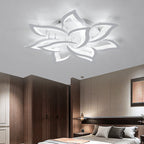 Modern Luxury Flower Iron Crystal Acrylic LED Semi-Flush Mount Ceiling Light For Bedroom