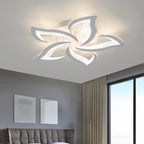 Modern Luxury Flower Iron Crystal Acrylic LED Semi-Flush Mount Ceiling Light For Bedroom