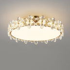 Modern Luxury Petal Round Copper Acrylic Crystal LED Flush Mount Ceiling Light For Bedroom