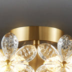 Modern Luxury Petal Round Copper Acrylic Crystal LED Flush Mount Ceiling Light For Bedroom