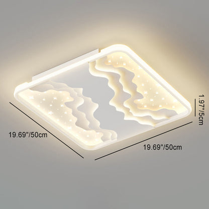 Modern Simplicity Starry Sky Round Iron Aluminum Acrylic LED Flush Mount Ceiling Light For Bedroom