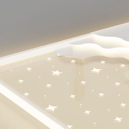 Modern Simplicity Starry Sky Round Iron Aluminum Acrylic LED Flush Mount Ceiling Light For Bedroom