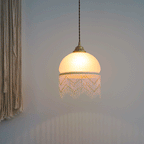Traditional French Dome Glass Brass 1-light Pendant Light for Living Room