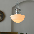 Modern Mid-Century Cone Iron Glass 1-Light Pendant Light For Living Room