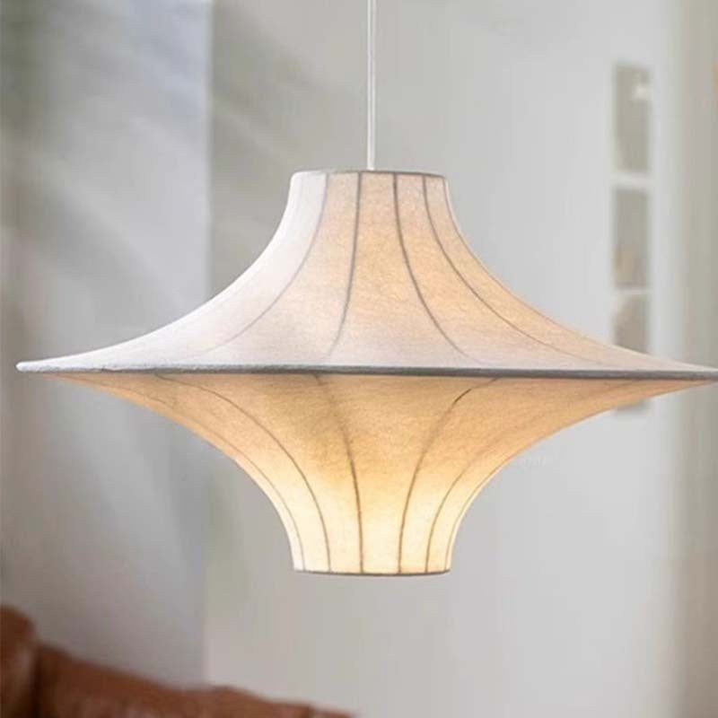 Traditional Japanese Flying Saucer Iron Silk 2/3 Light Pendant Light for Living Room