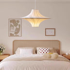 Traditional Japanese Flying Saucer Iron Silk 2/3 Light Pendant Light for Living Room