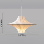Traditional Japanese Flying Saucer Iron Silk 2/3 Light Pendant Light for Living Room