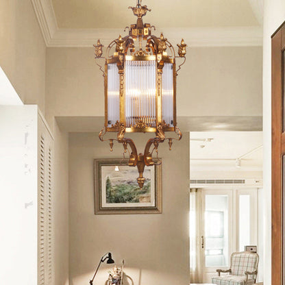 Modern Luxury Cylinder Iron Glass 3-Light Pendant Light For Hallway