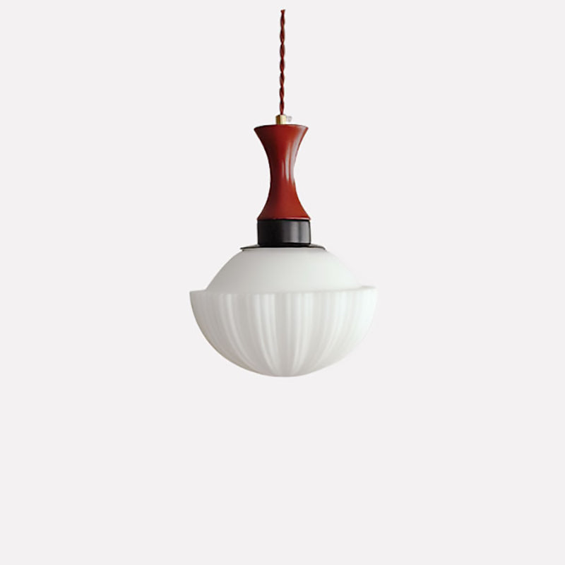 Traditional Vintage Globe Solid Wood Glass 1-Light Pendant Light For Living Room