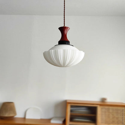 Traditional Vintage Globe Solid Wood Glass 1-Light Pendant Light For Living Room