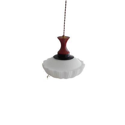 Traditional Vintage Globe Solid Wood Glass 1-Light Pendant Light For Living Room
