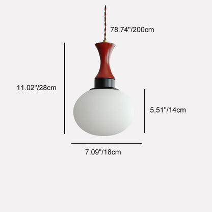 Traditional Vintage Globe Solid Wood Glass 1-Light Pendant Light For Living Room