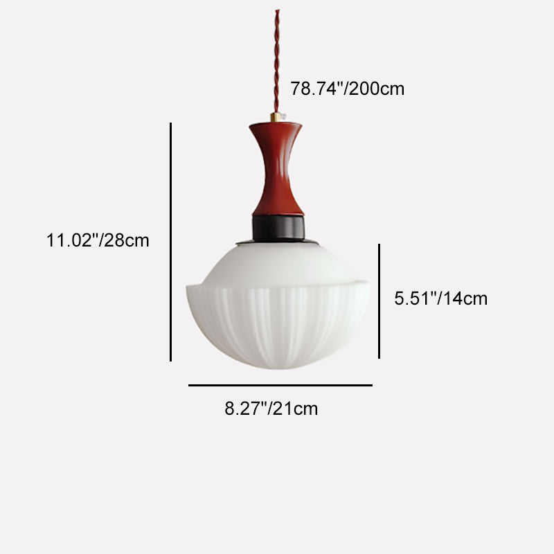 Traditional Vintage Globe Solid Wood Glass 1-Light Pendant Light For Living Room