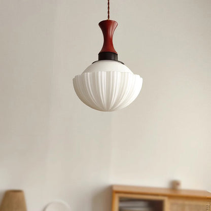 Traditional Vintage Globe Solid Wood Glass 1-Light Pendant Light For Living Room