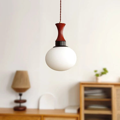Traditional Vintage Globe Solid Wood Glass 1-Light Pendant Light For Living Room