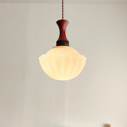 Traditional Vintage Globe Solid Wood Glass 1-Light Pendant Light For Living Room