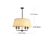 Traditional Rustic Cylinder Iron Fabric 4-light Chandelier for Living Room Lumendat