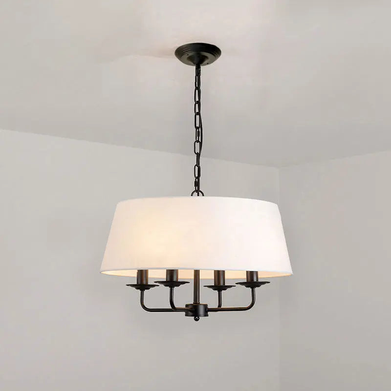 Traditional Rustic Cylinder Iron Fabric 4-light Chandelier for Living Room modern luxury lighting fixture