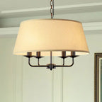 Traditional Rustic Cylinder Iron Fabric 4-light Chandelier for Living Room Lumendat