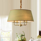 Traditional Rustic Cylinder Iron Fabric 4-light Chandelier for Living Room Lumendat