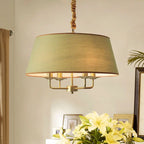Traditional Rustic Cylinder Iron Fabric 4-light Chandelier for Living Room Lumendat