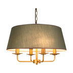 Traditional Rustic Cylinder Iron Fabric 4-light Chandelier for Living Room Lumendat