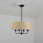 Traditional Rustic Cylinder Iron Fabric 4-light Chandelier for Living Room Lumendat