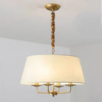 Traditional Rustic Cylinder Iron Fabric 4-light Chandelier for Living Room Lumendat
