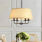 Traditional Rustic Cylinder Iron Fabric 4-light Chandelier for Living Room Lumendat