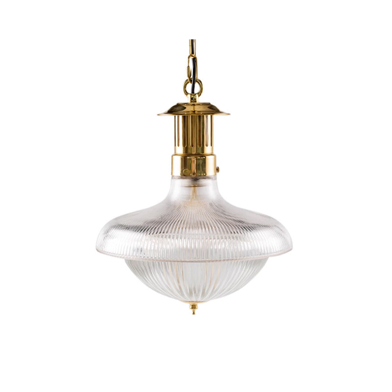 Traditional Vintage Dome Metal Glass 1-Light Pendant Light For Living Room