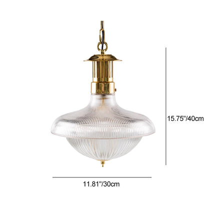 Traditional Vintage Dome Metal Glass 1-Light Pendant Light For Living Room