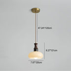 Modern Mid-Century Round Metal Rubberwood Glass 1-Light Pendant Light For Living Room