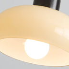 Modern Mid-Century Round Metal Rubberwood Glass 1-Light Pendant Light For Living Room