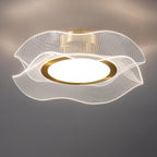 Modern Luxury Flower Metal Aluminum Acrylic LED Semi-Flush Mount Ceiling Light For Bedroom