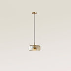 Contemporary Scandinavian Cylinder Iron Glass 1-light Pendant Light for Bedroom BulbSquare
