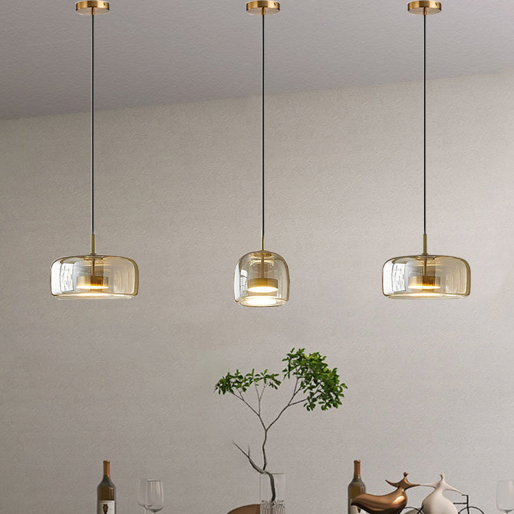 Contemporary Scandinavian Cylinder Iron Glass 1-light Pendant Light for Bedroom BulbSquare