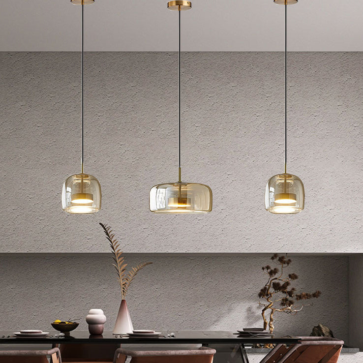 Contemporary Scandinavian Cylinder Iron Glass 1-light Pendant Light for Bedroom BulbSquare