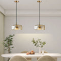 Contemporary Scandinavian Cylinder Iron Glass 1-light Pendant Light for Bedroom BulbSquare