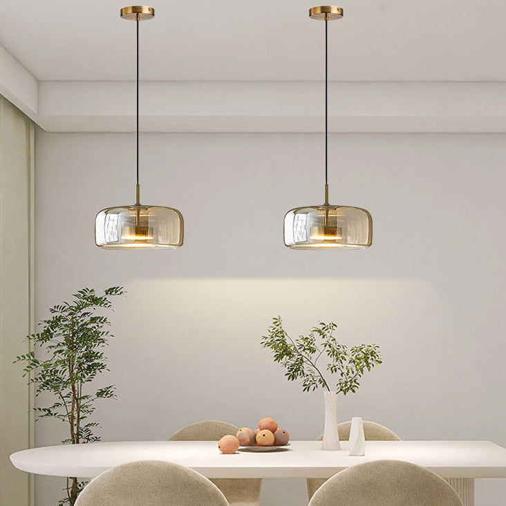 Contemporary Scandinavian Cylinder Iron Glass 1-light Pendant Light for Bedroom BulbSquare