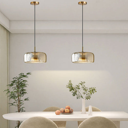 Contemporary Scandinavian Cylinder Iron Glass 1-Light Pendant Light For Bedroom