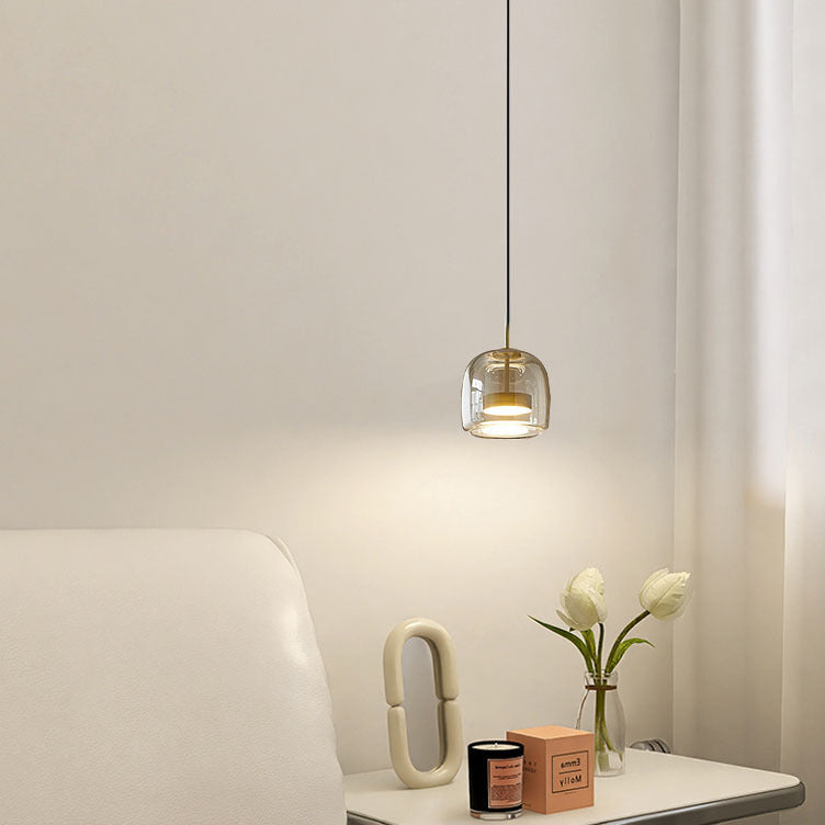 Contemporary Scandinavian Cylinder Iron Glass 1-light Pendant Light for Bedroom BulbSquare