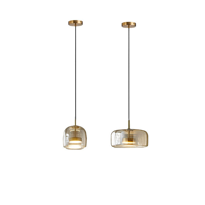 Contemporary Scandinavian Cylinder Iron Glass 1-light Pendant Light for Bedroom BulbSquare