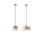 Contemporary Scandinavian Cylinder Iron Glass 1-light Pendant Light for Bedroom BulbSquare